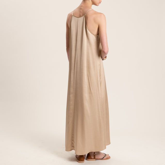 Vicolo-Abito satin con bretelle - beige