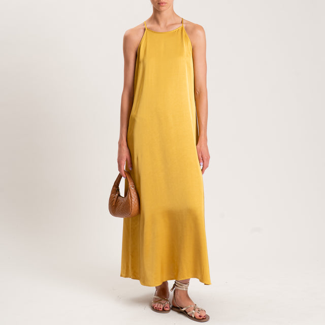 Vicolo-Abito satin con bretelle - Senape