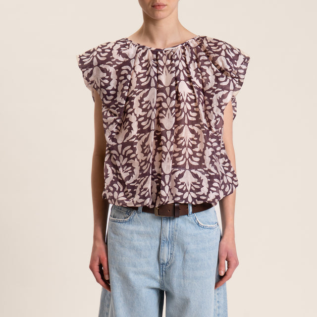 Vicolo-Blusa mussola lyocell fantasia - moro/sand