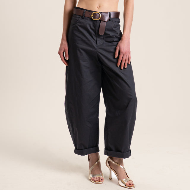 Vicolo-Pantalone barrel in popeline - nero