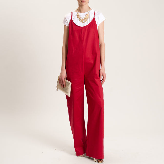 Vicolo-Tuta con tasche bretelle regolabili - rosso