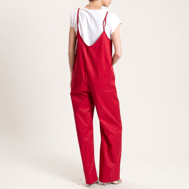 Vicolo-Tuta con tasche bretelle regolabili - rosso