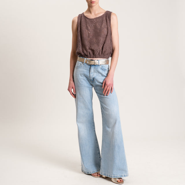 Vicolo-Top crochet con elastico - cioccolato