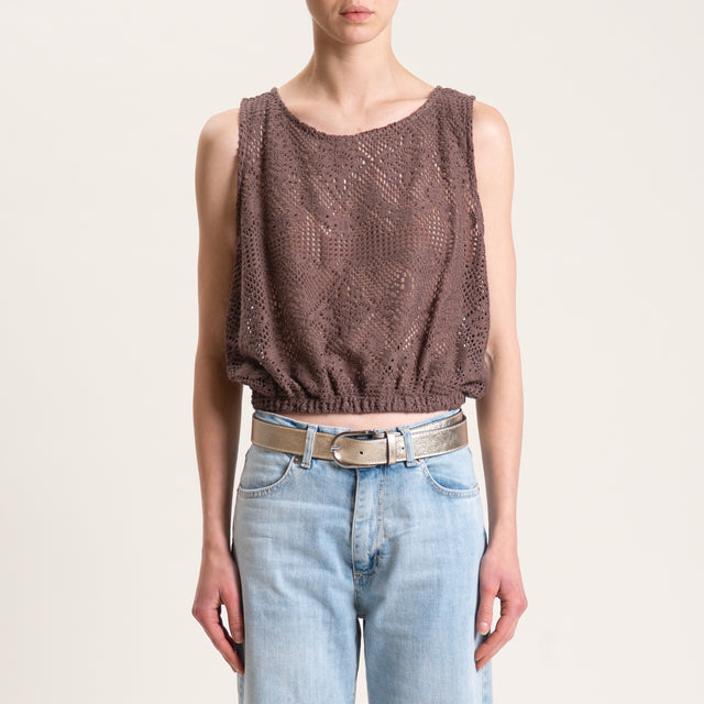 Vicolo-Top crochet con elastico - cioccolato