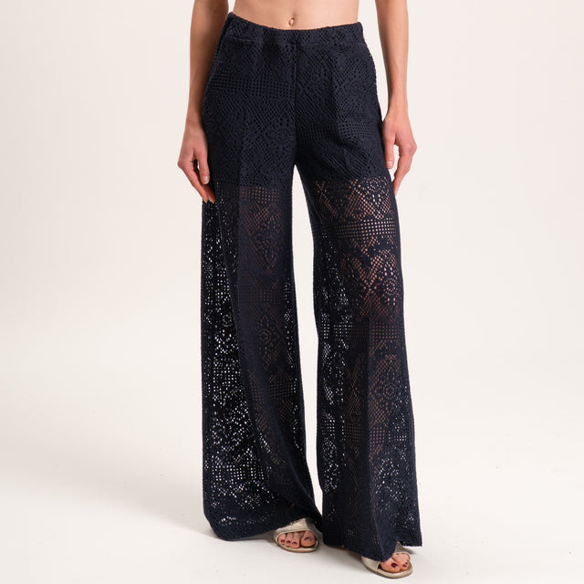 Vicolo-Pantalone crochet elastico dietro - nero
