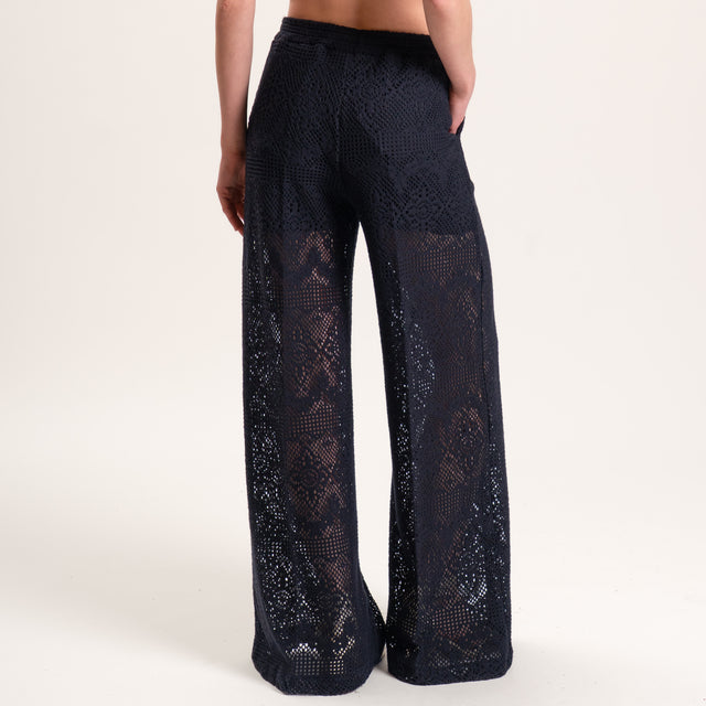 Vicolo-Pantalone crochet elastico dietro - nero
