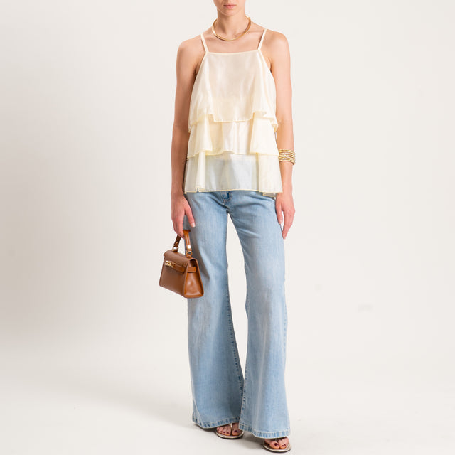 Vicolo-Top mussola tencel con balze - mimosa