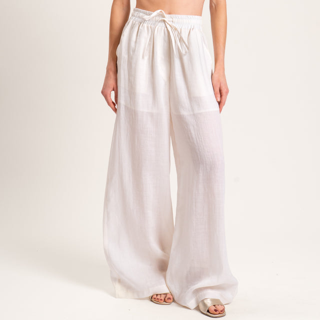 Vicolo-Pantalone RAMIE FIBRA NATURALE con coulisse - burro