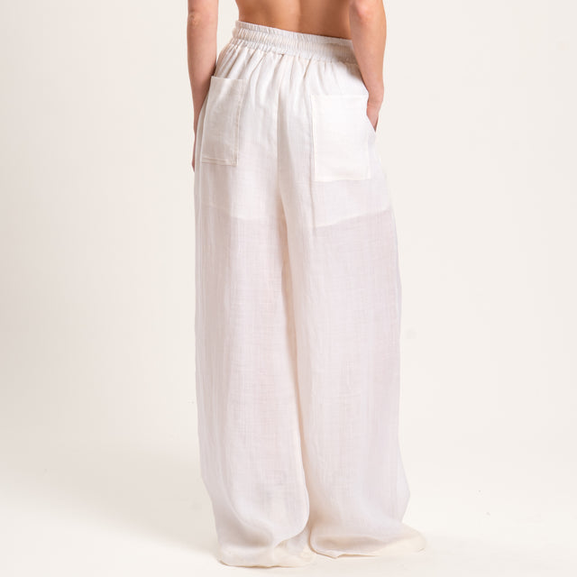 Vicolo-Pantalone RAMIE FIBRA NATURALE con coulisse - burro