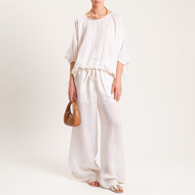 Vicolo-Pantalone RAMIE FIBRA NATURALE con coulisse - burro