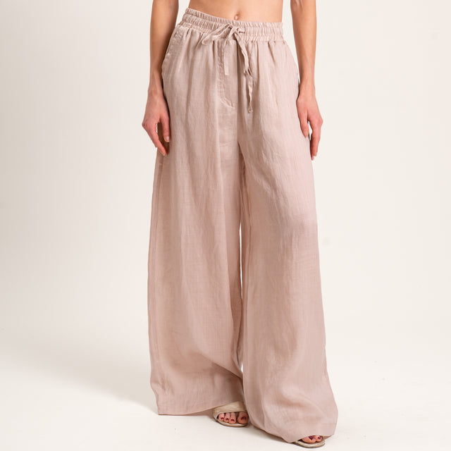 Vicolo-Pantalone RAMIE FIBRA NATURALE con coulisse - biscotto