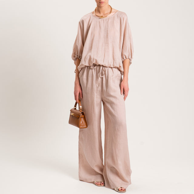 Vicolo-Pantalone RAMIE FIBRA NATURALE con coulisse - biscotto