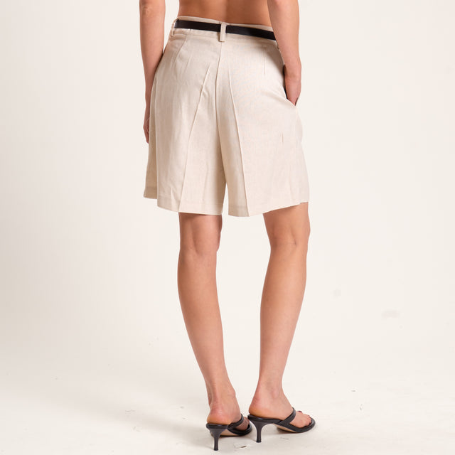 Vicolo-Completo misto lino gilet e bermuda - sand