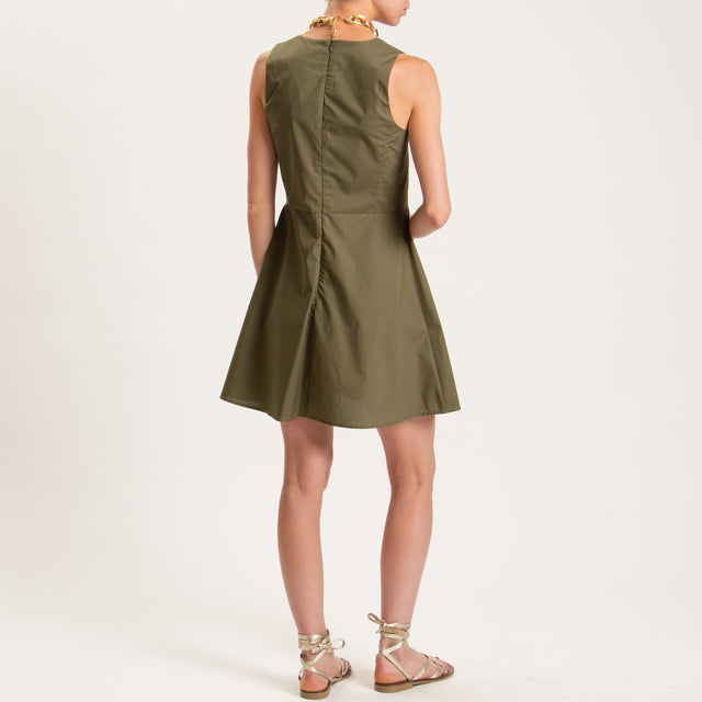 Vicolo-Abito corto smanicato in popeline - militare