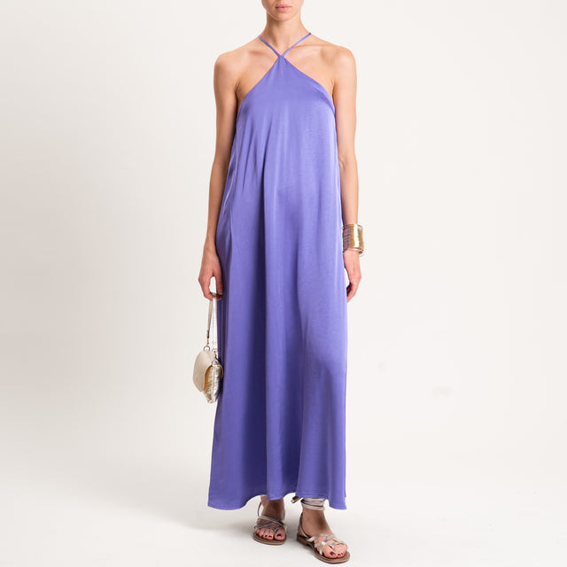 Vicolo-Abito satin incrociato elastico dietro - glicine