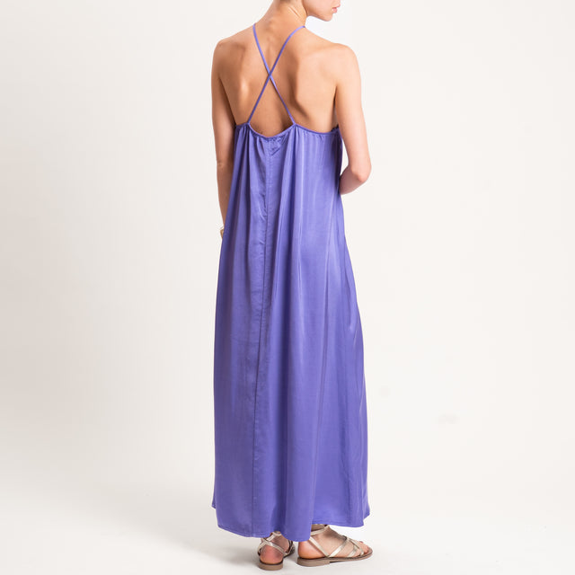 Vicolo-Abito satin incrociato elastico dietro - glicine