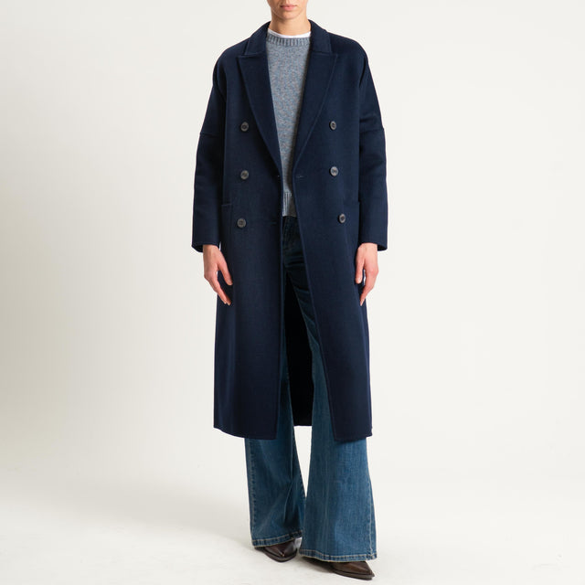 Vicolo-Cappotto hand made doppiopetto misto lana - blu