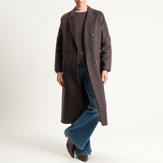 Vicolo-Cappotto hand made doppiopetto misto lana - moro