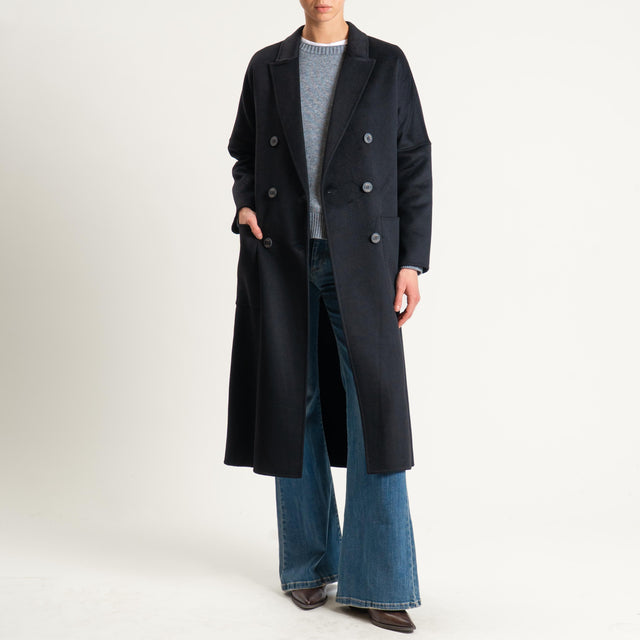 Vicolo-Cappotto hand made doppiopetto misto lana - nero
