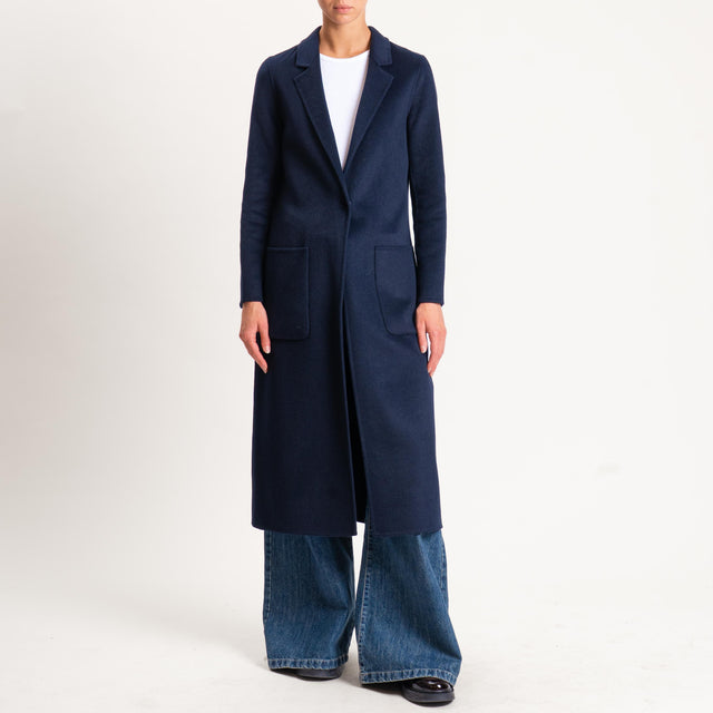 Vicolo-Cappotto hand made misto lana - blu