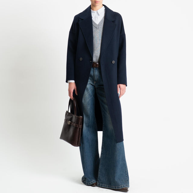 Vicolo-Cappotto doppiopetto hand made misto lana - blu