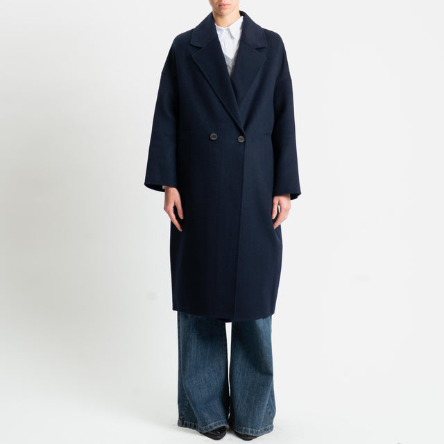 Vicolo-Cappotto doppiopetto hand made misto lana - blu