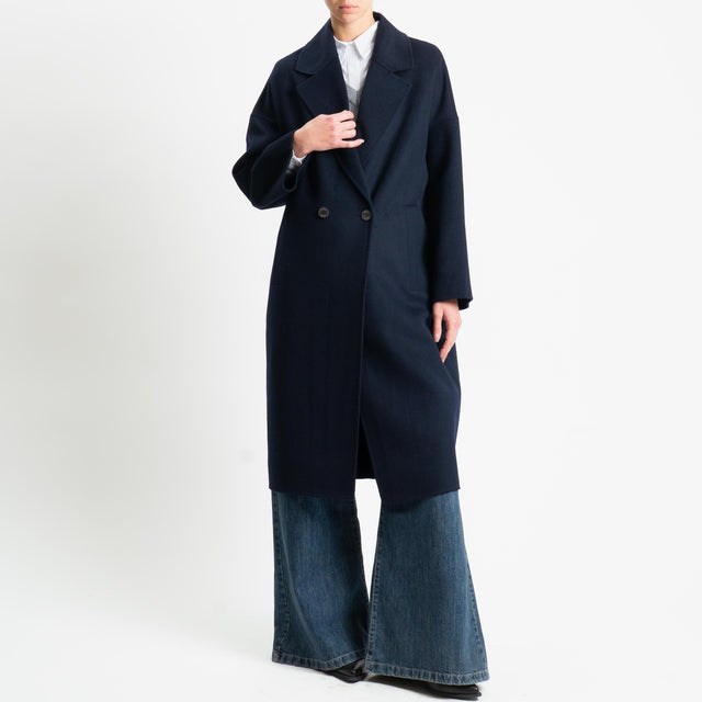 Vicolo-Cappotto doppiopetto hand made misto lana - blu