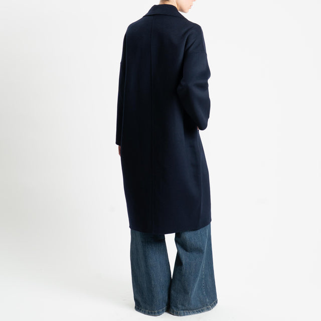 Vicolo-Cappotto doppiopetto hand made misto lana - blu