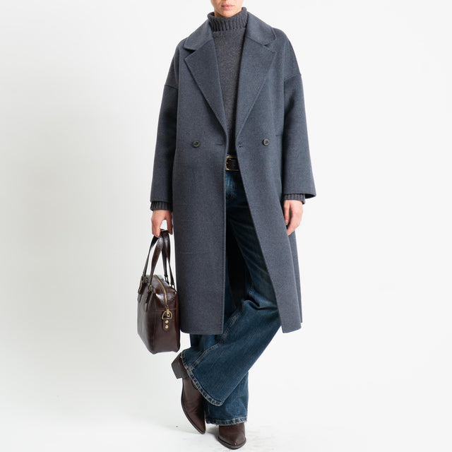 Vicolo-Cappotto doppiopetto hand made misto lana - antracite