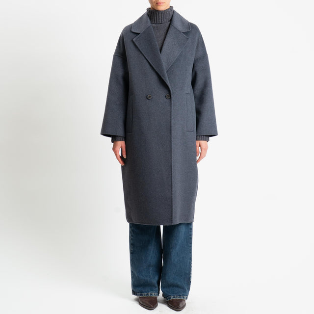 Vicolo-Cappotto doppiopetto hand made misto lana - antracite