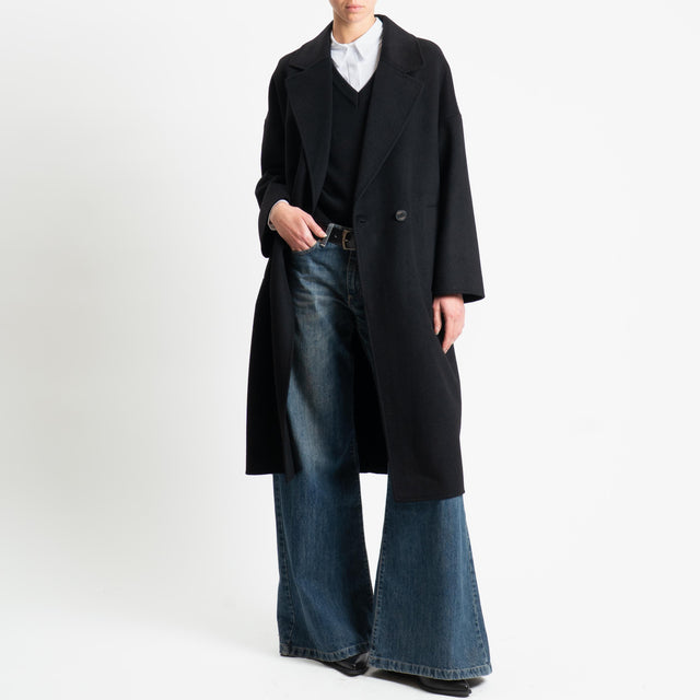 Vicolo-Cappotto doppiopetto hand made misto lana - nero