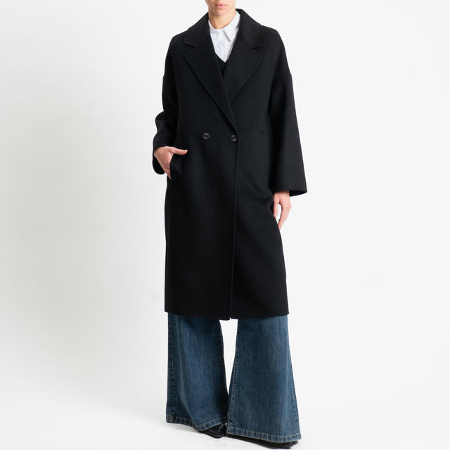 Vicolo-Cappotto doppiopetto hand made misto lana - nero