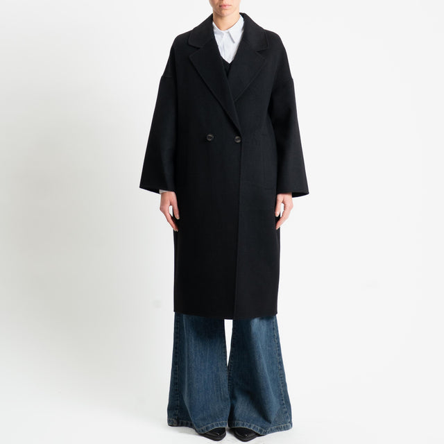 Vicolo-Cappotto doppiopetto hand made misto lana - nero