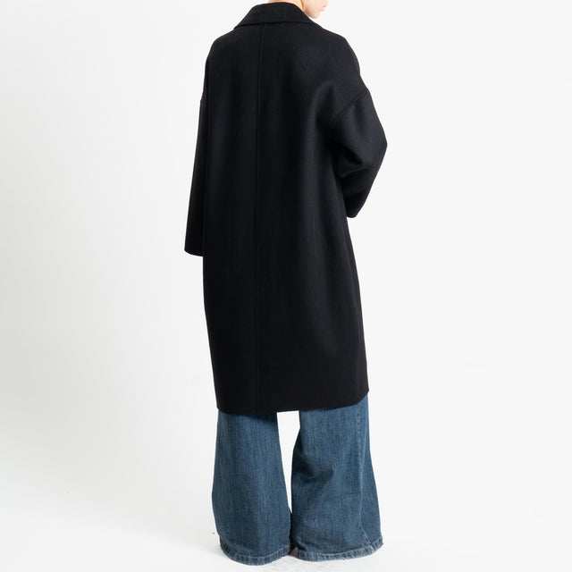 Vicolo-Cappotto doppiopetto hand made misto lana - nero