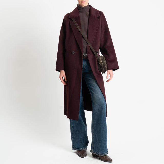 Vicolo-Cappotto doppiopetto hand made misto lana - vino