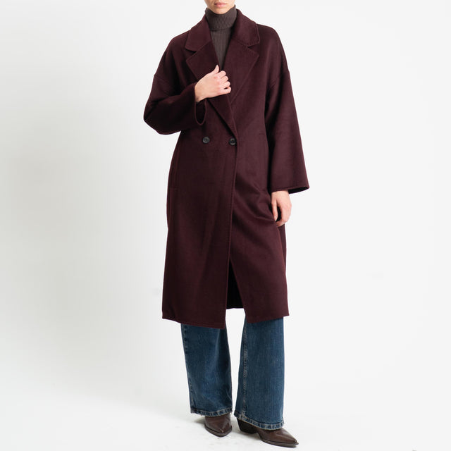 Vicolo-Cappotto doppiopetto hand made misto lana - vino
