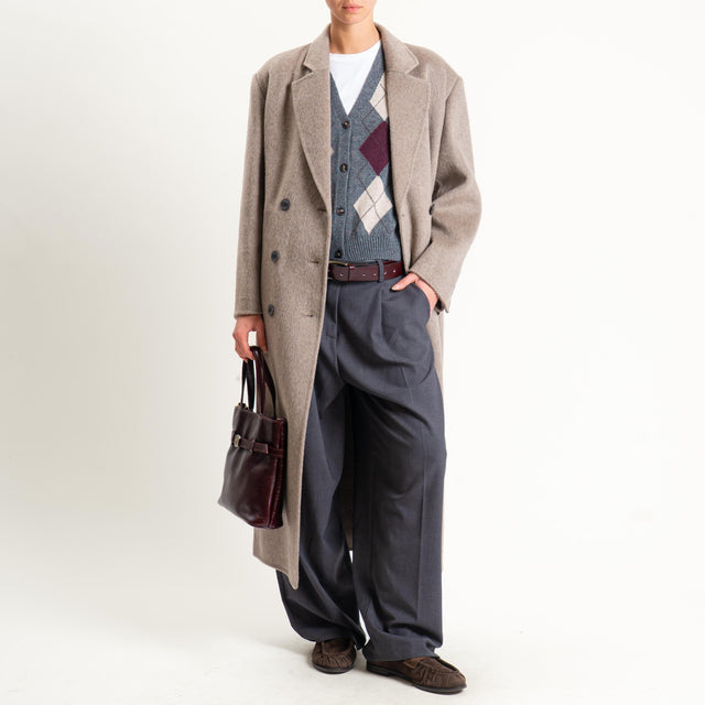 Vicolo-Cappotto doppiopetto hand made misto lana - beige