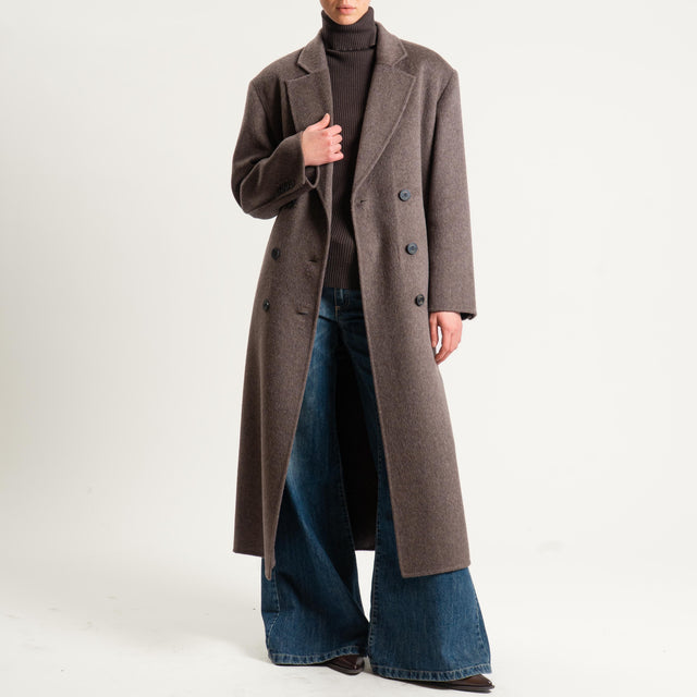 Vicolo-Cappotto doppiopetto hand made misto lana - tortora