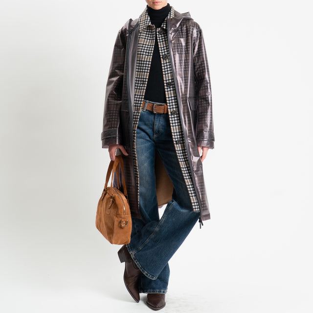 Vicolo-Cappotto hand made misto lana con impermeabile - moro/latte/nero