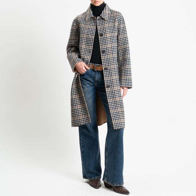 Vicolo-Cappotto hand made misto lana con impermeabile - moro/latte/nero