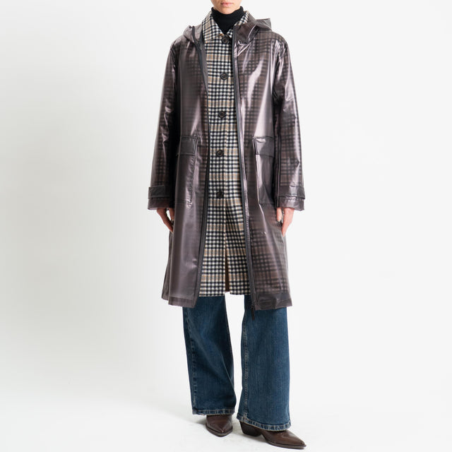 Vicolo-Cappotto hand made misto lana con impermeabile - moro/latte/nero