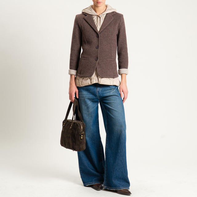 Vicolo-Gilet trapuntato 100 grammi con cappuccio - mastice