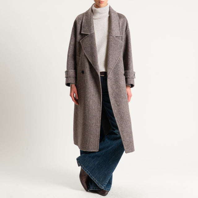 Vicolo-Cappotto hand made doppiopetto misto lana - tortora
