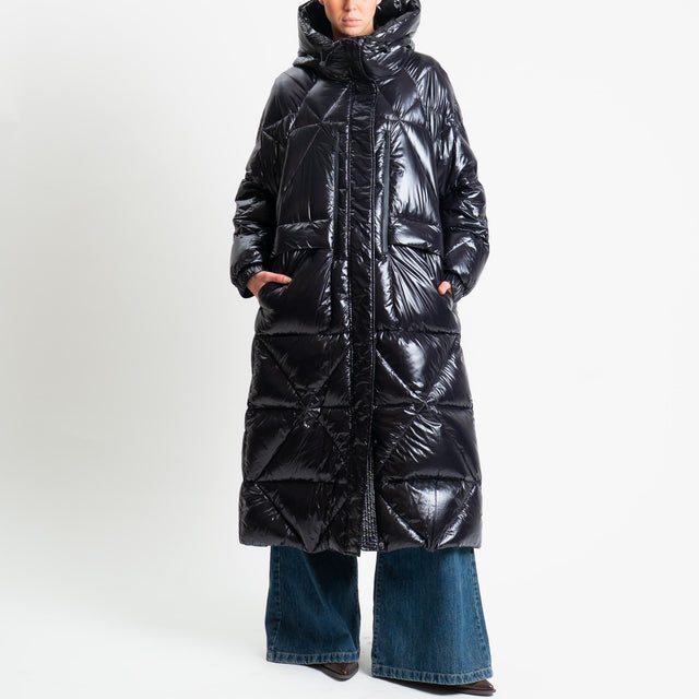 Vicolo-Piumino lungo con cappuccio - nero