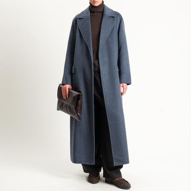 Vicolo-Cappotto hand made misto lana con cintura - antracite