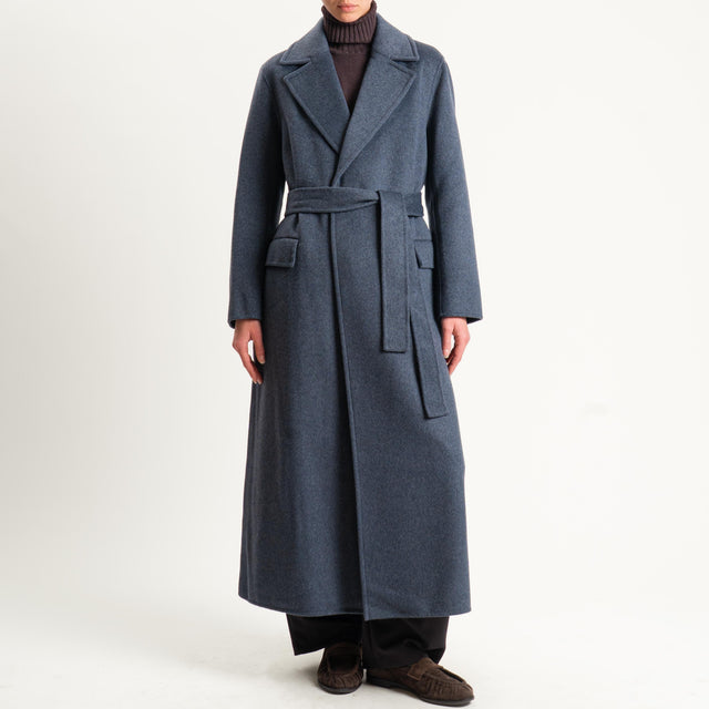 Vicolo-Cappotto hand made misto lana con cintura - antracite