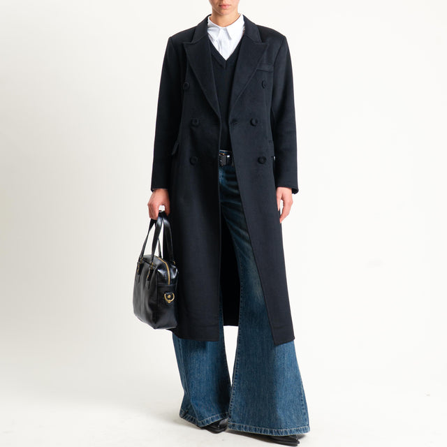 Vicolo-Cappotto hand made doppiopetto misto lana - nero