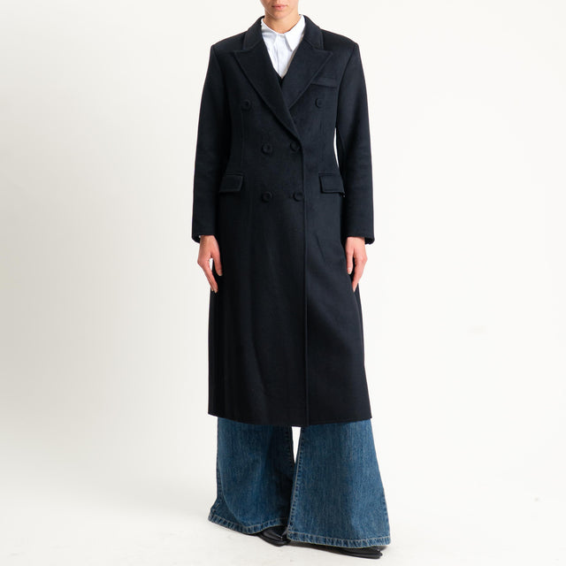 Vicolo-Cappotto hand made doppiopetto misto lana - nero