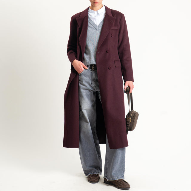 Vicolo-Cappotto hand made doppiopetto misto lana - vino