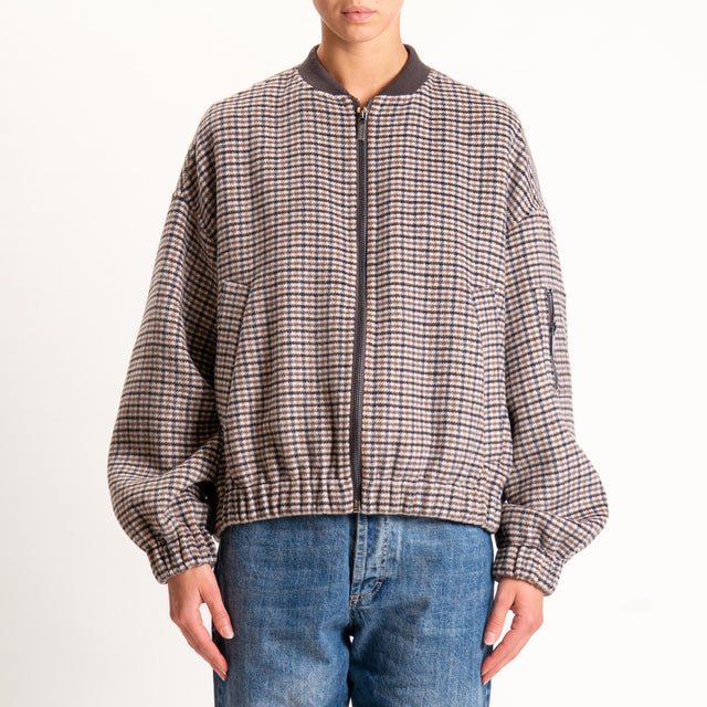 Vicolo-Bomber fantasia hand made misto lana - moro/sand/taupe